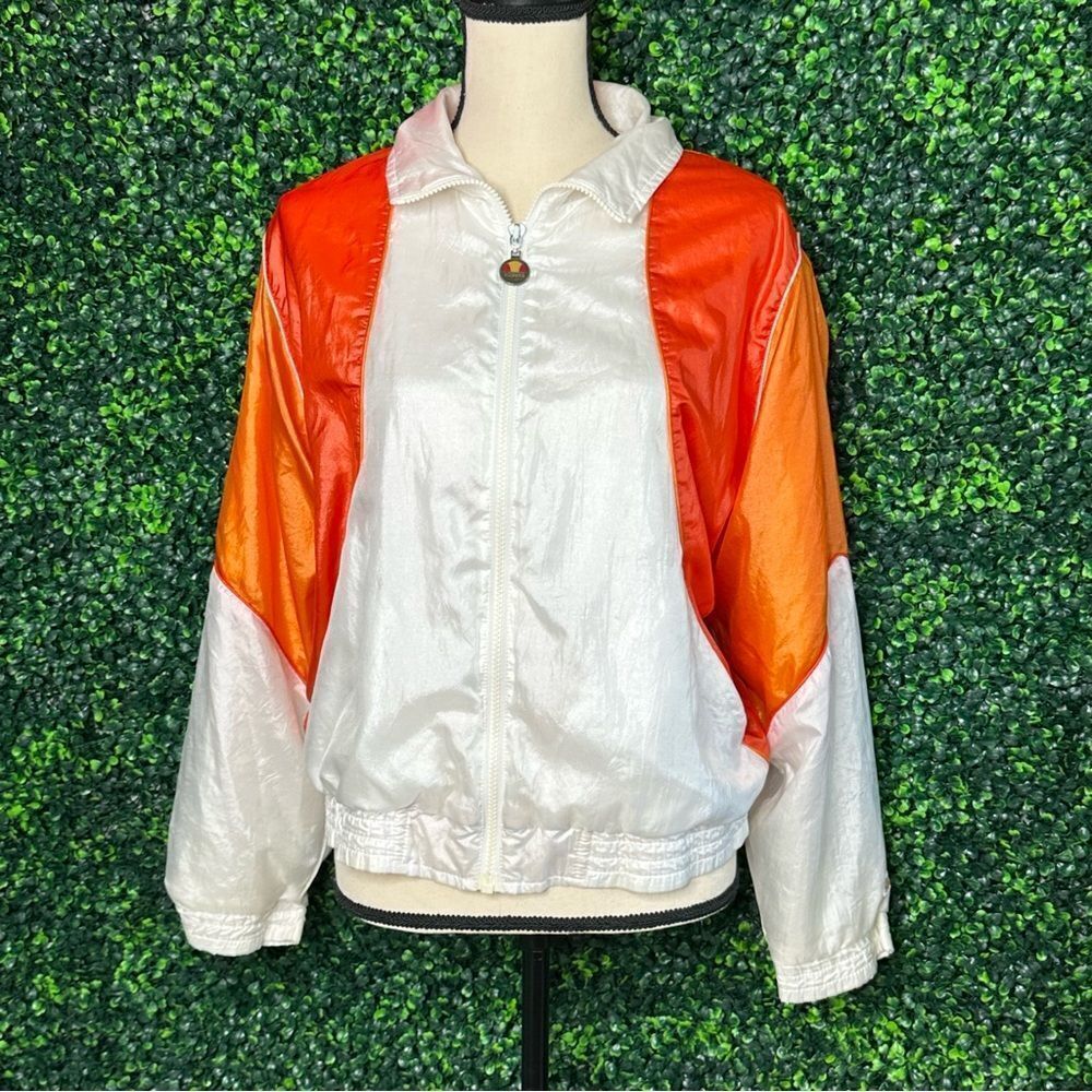 Vintage Ellesse Track Retro Jacket Orange White Zip Up Sz 0 M